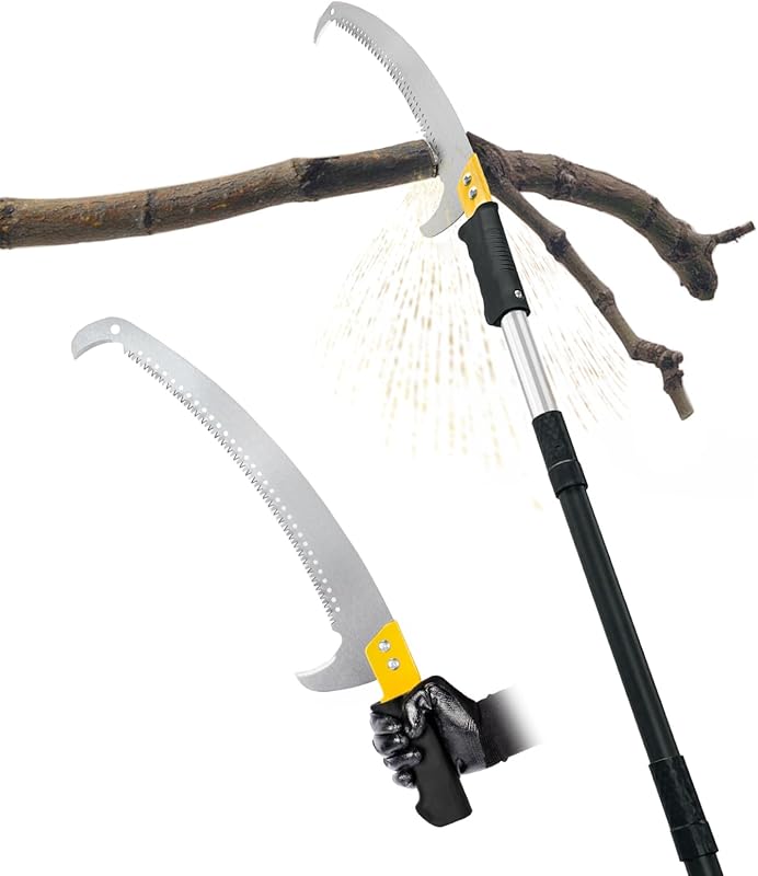 Lightweight 11FT Adjustable Pole Saw with Mn Steel Blade for Tree Trim