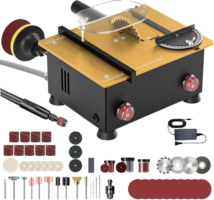 Dual 795 Motors Mini Table Saw for Crafts: 200W, 12,000 RPM, 26mm Adju