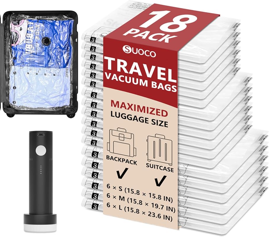 Rechargeable Electric Vacuum Bags for Clothing - 18-Combo Compression 