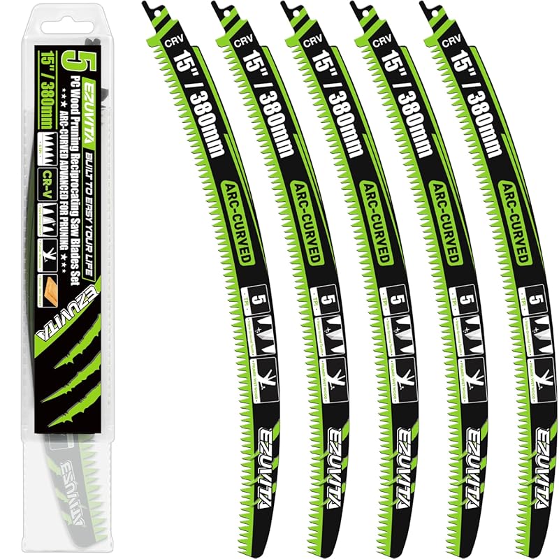 15-Inch Arc Curved Reciprocating Saw Blades Set (5 PC, 5 TPI) for Tree