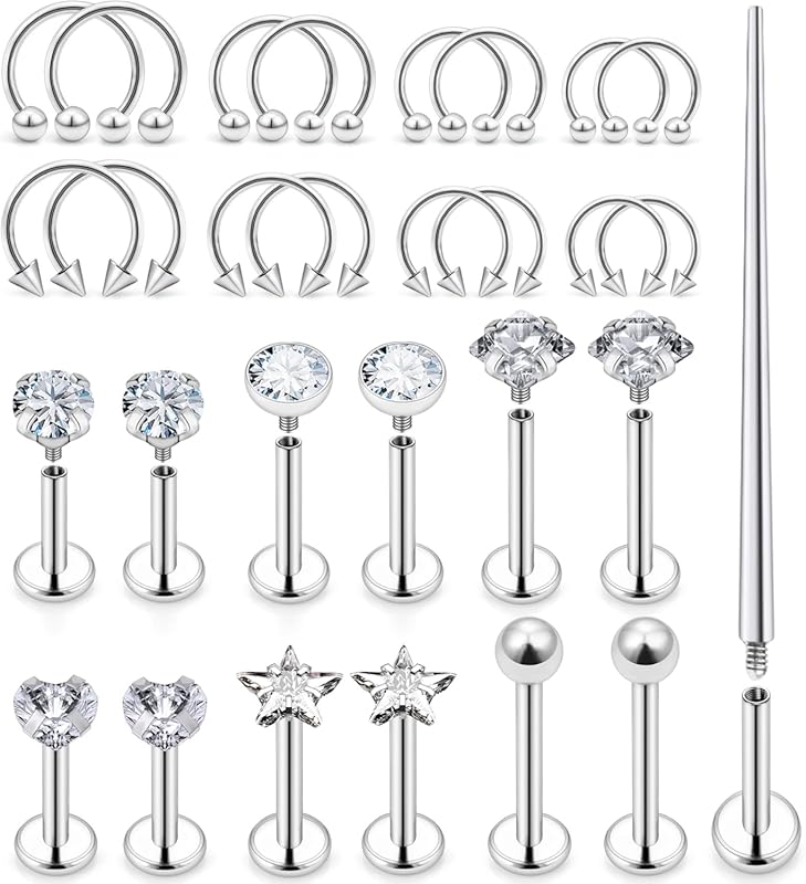 16G Surgical Steel Lip Labret Med Monroe Piercing Jewelry Snake Bites