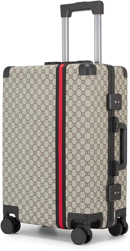 VH&GRED Lightweight Leather Travel Suitcase with 4 Spinner Wheels, TSA