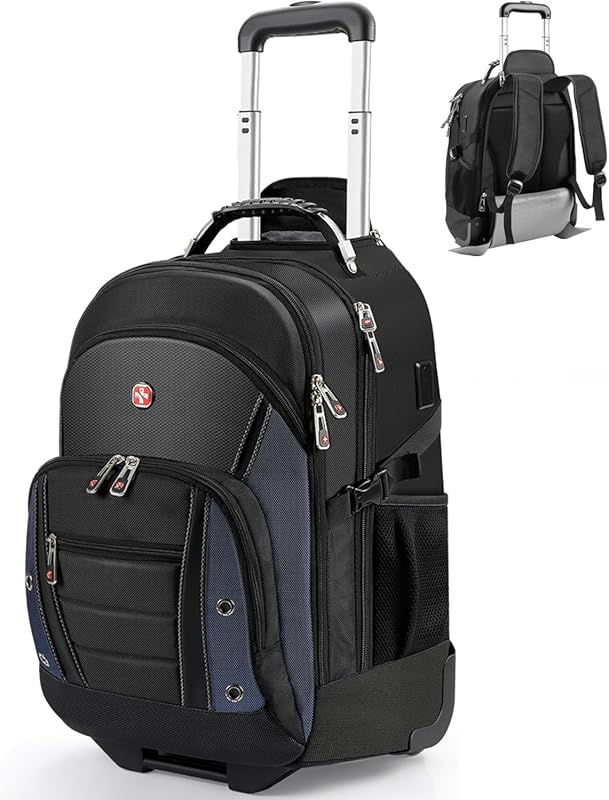 Star Cloud Rolling Backpack with Wheels, USB Charging Port & Water-Res