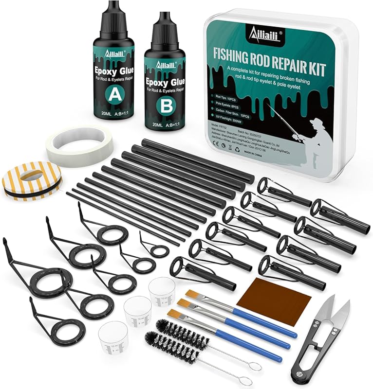 Complete 3-in-1 Fishing Pole Repair Kit with Epoxy Glue, Wrapping Thre