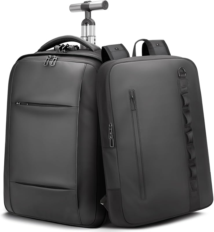 2-in-1 Detachable Carry-On Rolling Backpack, 50L Wheeled Suitcase with