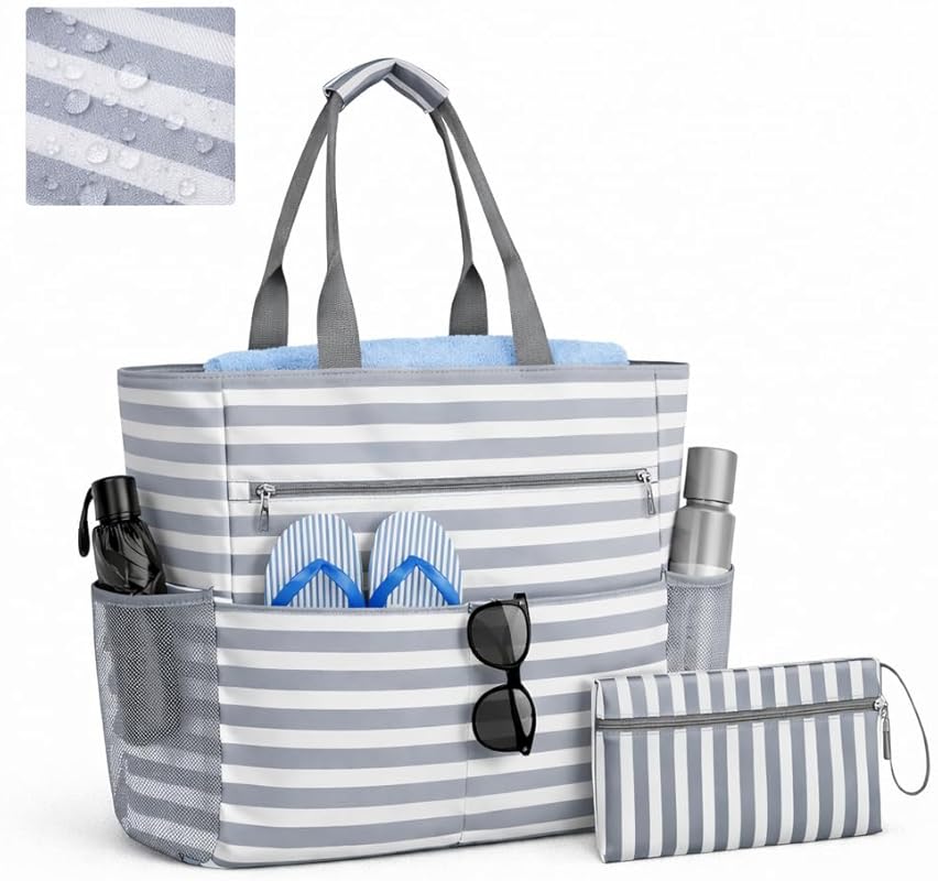 Large Waterproof Foldable Carry-On Tote – Zipper Pocket for Travel & B