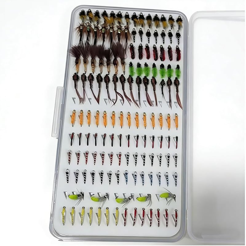 138pcs Ultra-Thin Portable Nymph Fly Fishing Accessories with Box for