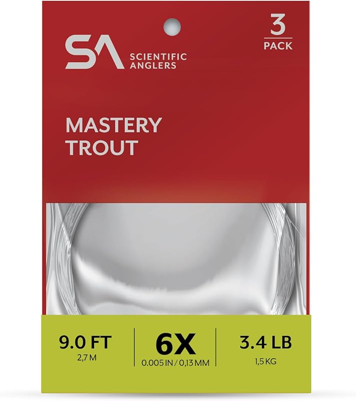SA Mastery Trout Freshwater Fly Fishing Tapered Leader, 9ft, Premium N