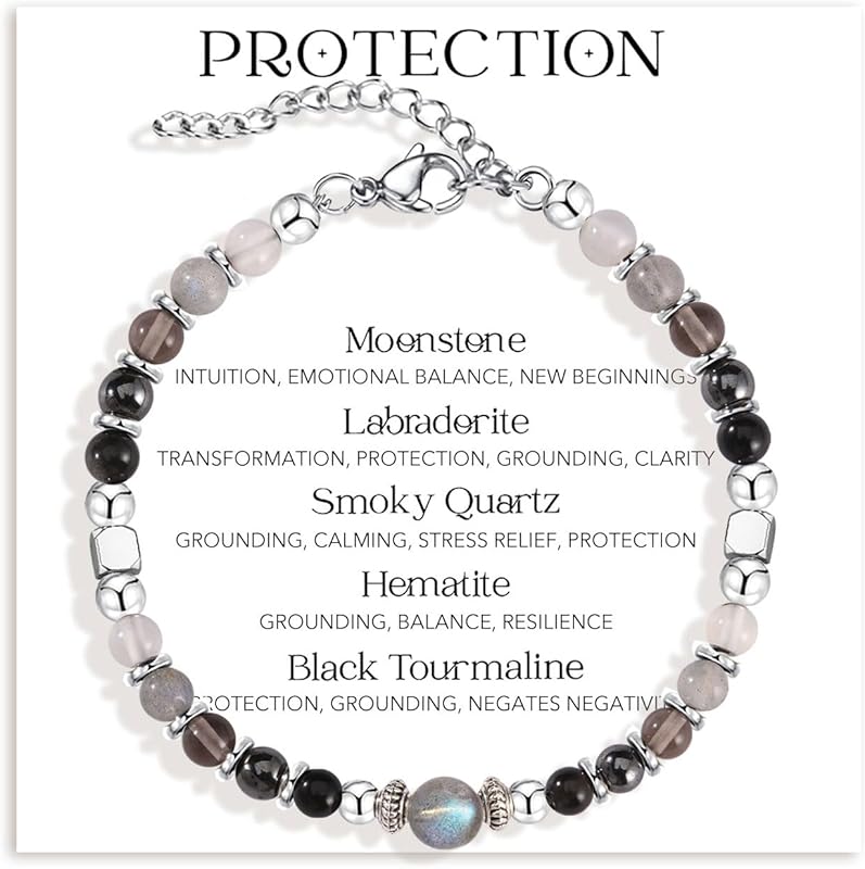 Triple Threat Protection Natural Healing Crystal Bracelet with Evil Ey