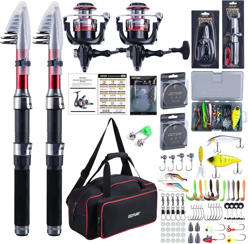 2-Pc Telescopic Freshwater/Saltwater Fishing Combo with Pre-Loaded Ree
