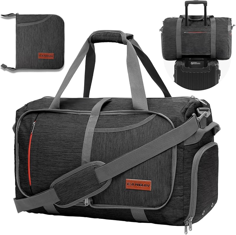 Canway 40L Foldable Travel Duffle Bag with Shoe Compartment, Water-Res