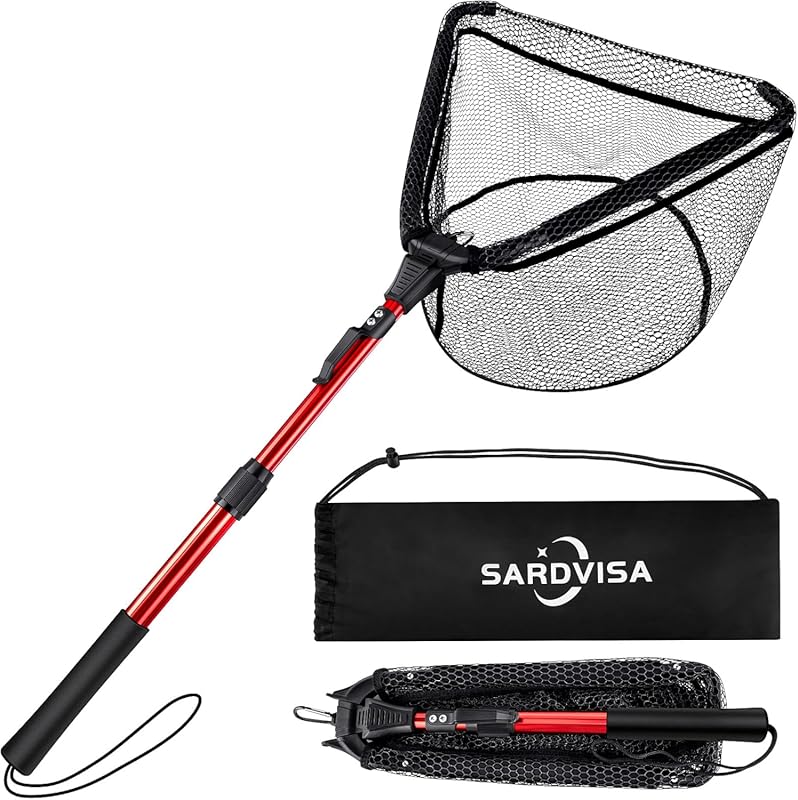 Upgraded Foldable Floating Fishing Net with Anti-Snag Coated & Quick R