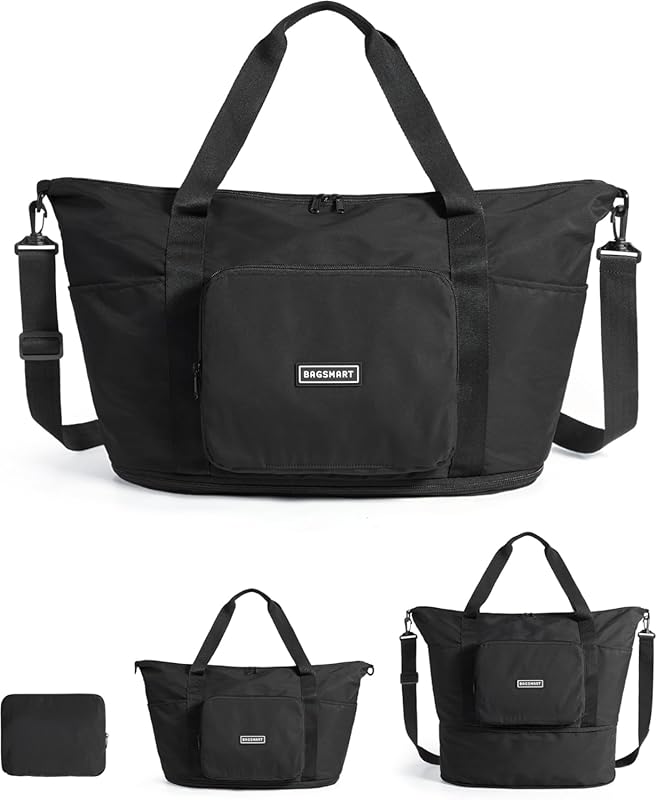 BAGSMART Foldable 37L Expandable Travel Bag, Lightweight Carry-On, Wat