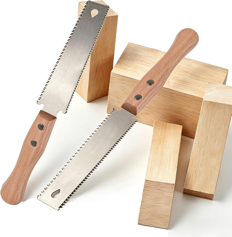 Japanese Pull Saw 2-Pack, 6-Inch Double-Edged SK5 Steel Blade for Prec