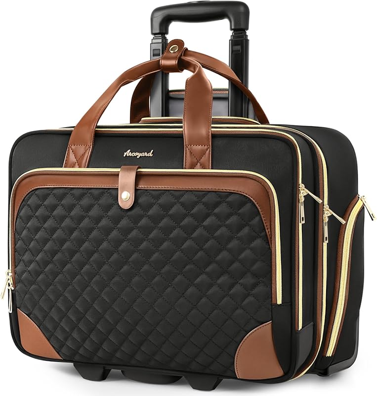 Rolling Laptop Briefcase with Waterproof Pocket, Lightweight 16