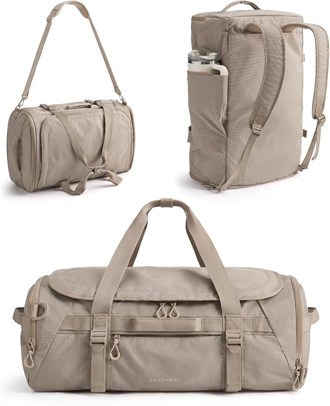 BAGSMART 40L Water-Resistant Travel Duffle Bag with Shoe Compartment & Wet Pocket