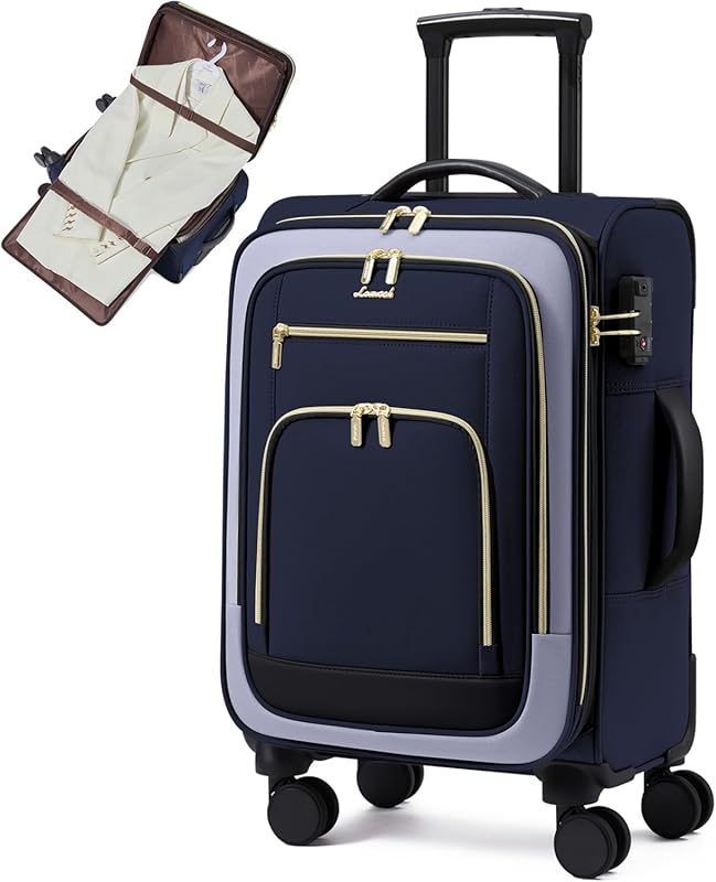Airline Approved Carry On Luggage with Garment Bag & Spinner Wheels – 