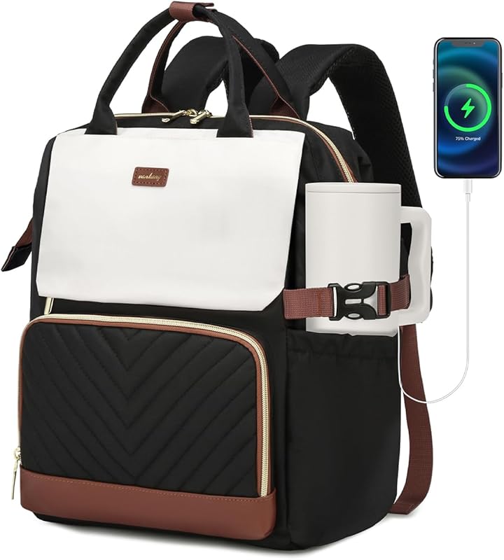 Teacher Nurse Women's Laptop Bookbag with USB Charger & Cup Holder for