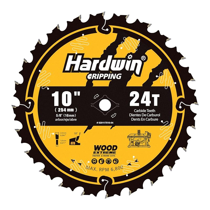 10 Inch 24T Carbide-Tipped Table Saw Blade, 5/8