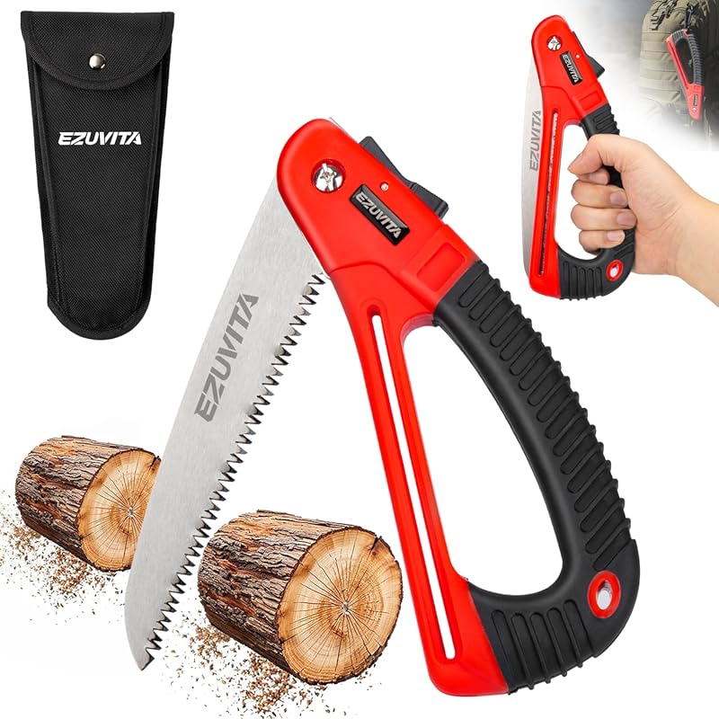 7 Inch Folding Hand Pruning Saw with EDC Pouch & Triple-Cut Razor Teet