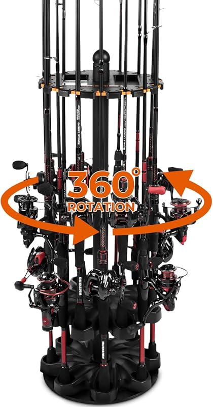 KastKing V16 Rotating Floor Rack for 16 Rods, Space-Saving Foam ABS Or