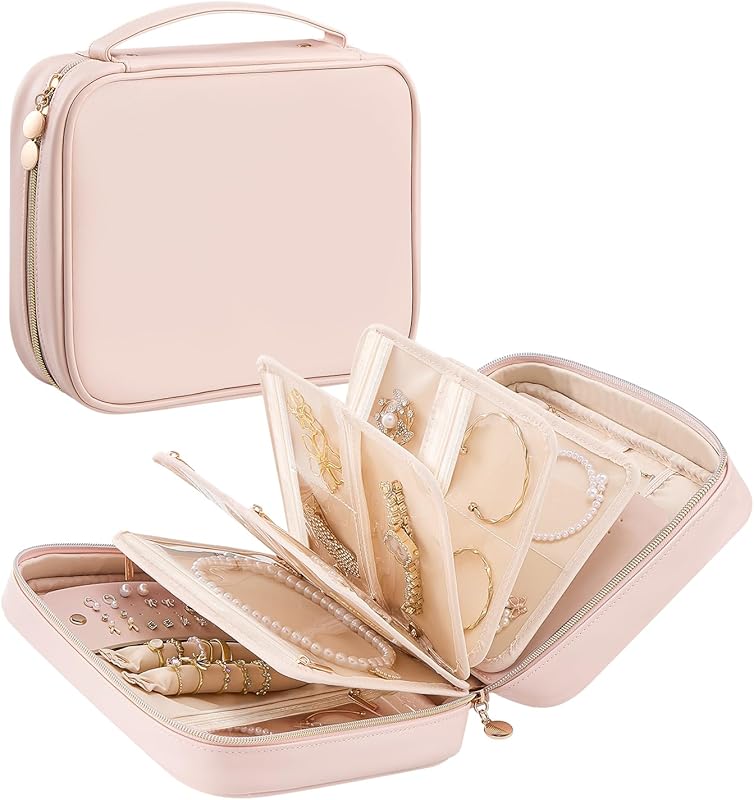 Lolalet Travel Jewelry Organizer with Individual Pouches, Leather Zipp