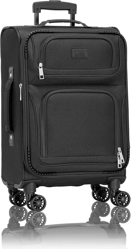 U.S. Traveler Rio Lightweight Softside 4-Wheel Rolling Black Carry-On 