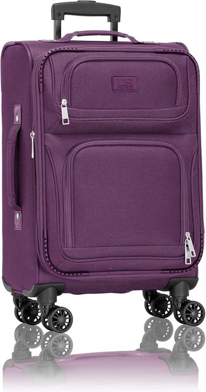 Lightweight Softside Rolling Carry-on Suitcase with 4-Wheel Single Spi