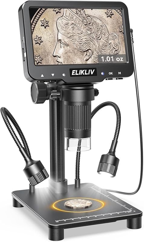 Elikliv Microscope with Weighing Scale & 12MP Camera for Collectors &