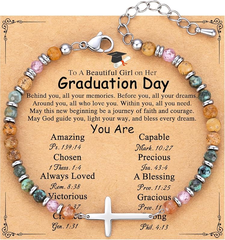 TONY & SANDY Cross Bracelet Set for Graduates – Includes Cap Box & Car