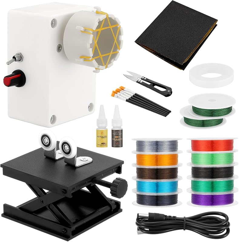 24-Piece Fishing Rod Repair Kit with Wrapping Machine, Threads, Adhesi