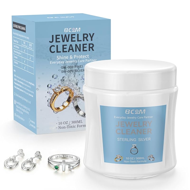 BCOM Gentle Jewelry Cleaner 10oz - Restores Shine on Silver, Platinum 