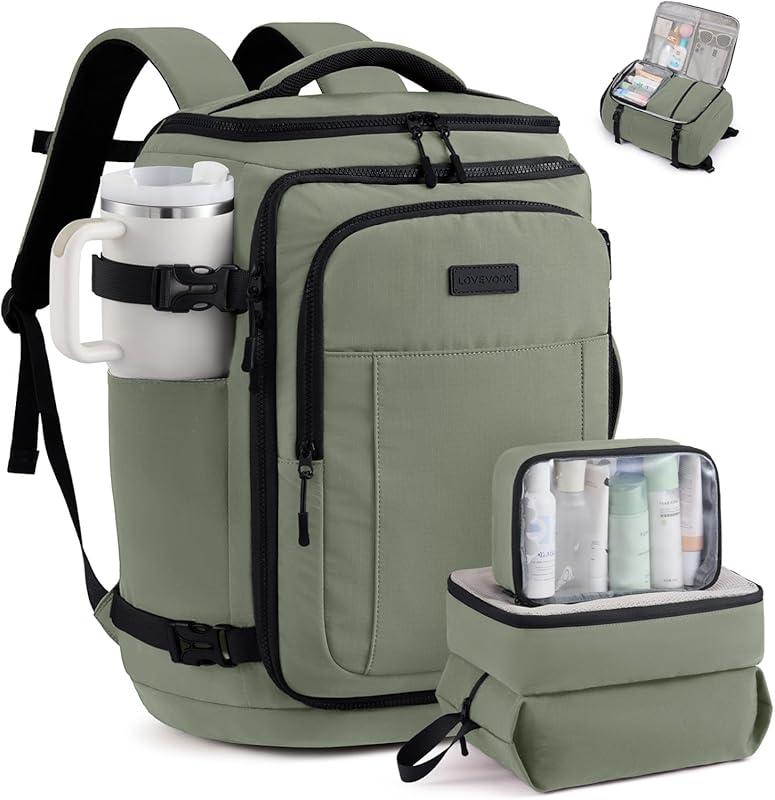 Waterproof 40L TSA Approved Travel Backpack with Packing Cubes for 2-4