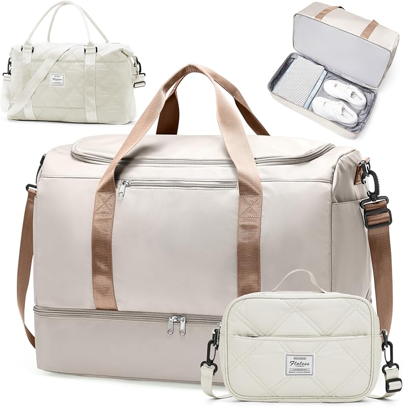 Extra Large Weekender Duffle Bag with Shoe Compartment, 3-Piece Set