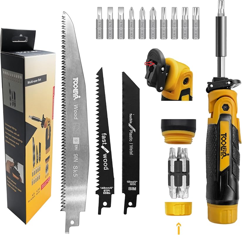 15-in-1 Multi-Blade Hand Saw with Screwdriver – Versatile Wood, Metal,