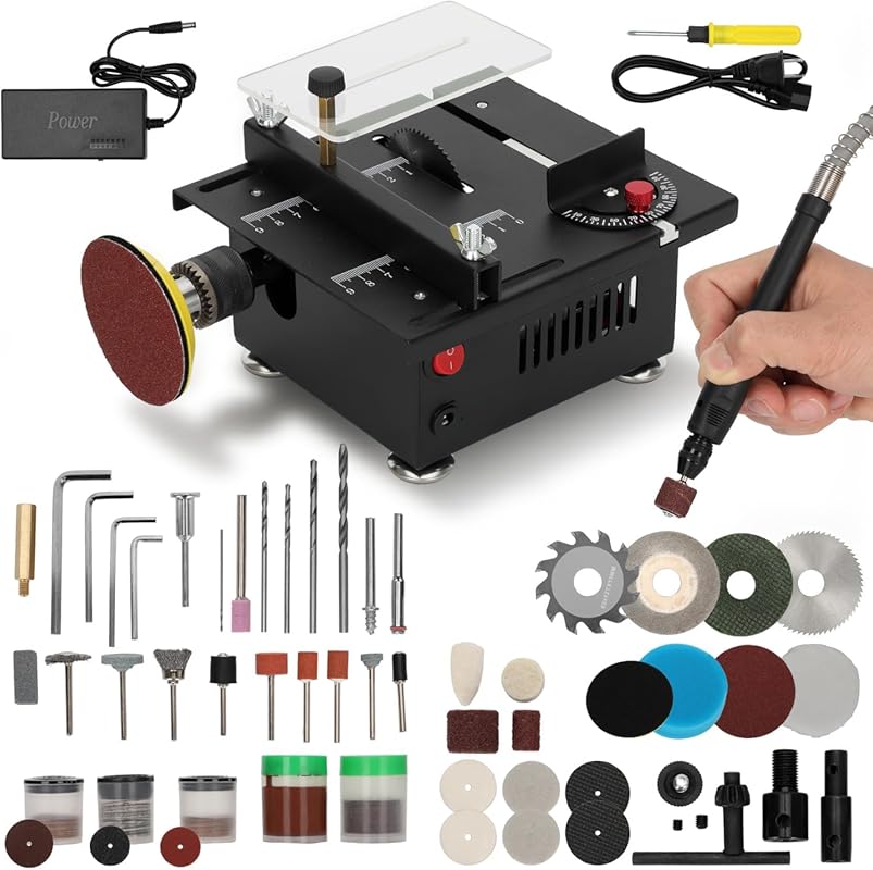 200W Dual 795 Motor Mini Table Saw for Crafts: 12000 RPM, 0-26mm Depth