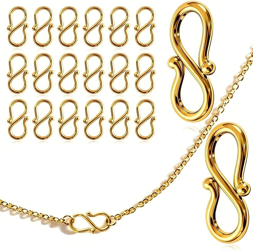 stino 40PCS No Tarnish Stainless Steel Necklace Clasps 18k Gold Plated