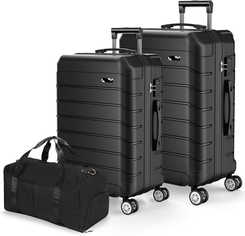 3-Piece Expandable Hardside Carry-On Luggage Set with Spinner Wheels –