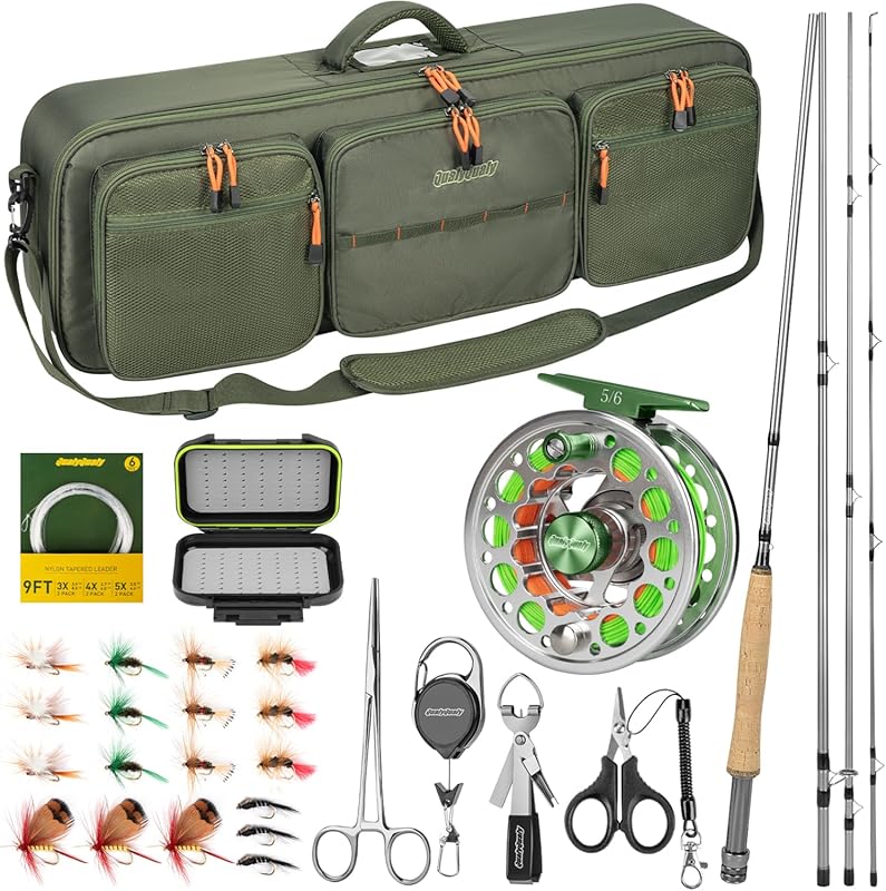QualyQualy Fly Fishing Rod Combo – 4 Piece Lightweight Travel Rod with