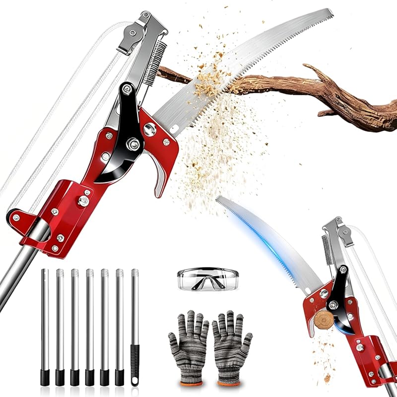 2-in-1 Extendable 11FT Manual Pole Saw for High Branches, Detachable P