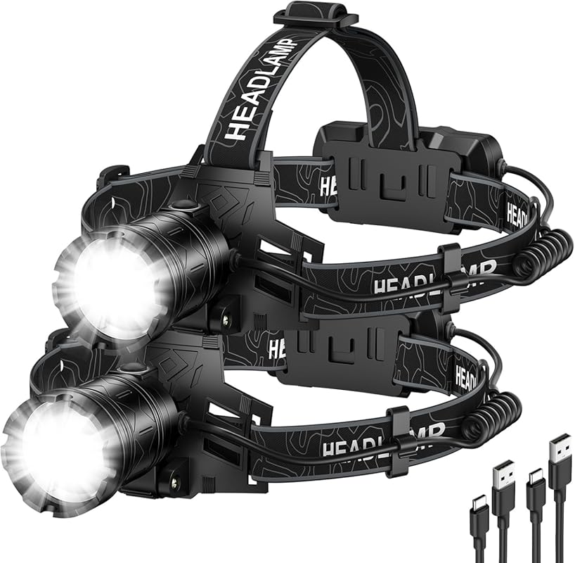 Kmivo Super Bright 99,000 Lumens LED Headlamp with 3 Modes & Adjustabl