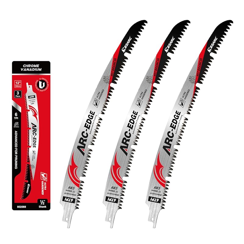 EZARC 12In. Japanese Arc Edge Reciprocating Saw Blades 6TPI for Tree Trimming & Wet Wood