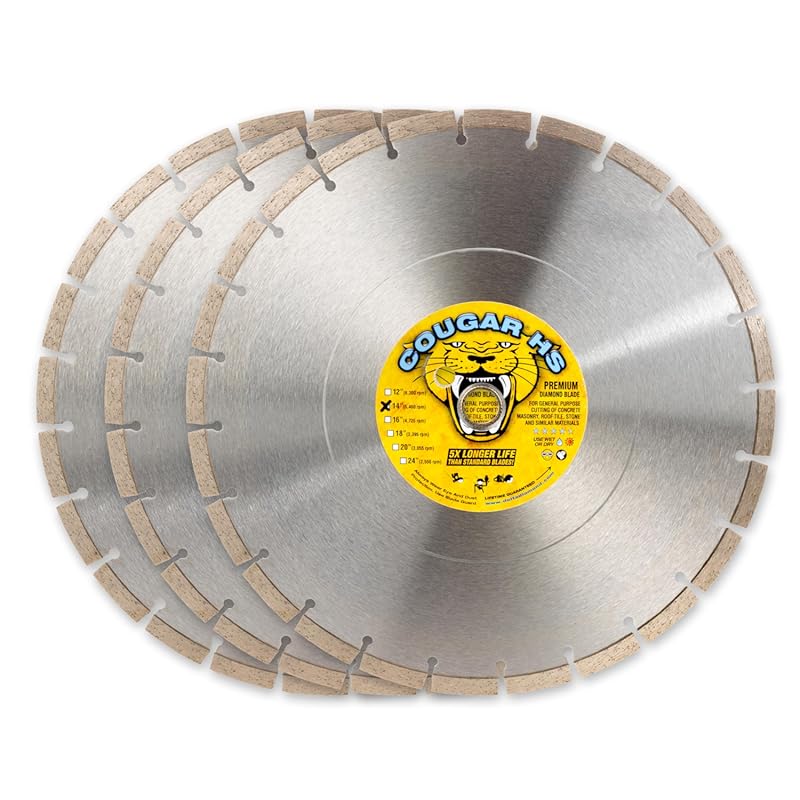 Cougar HS 14-Inch Premium Diamond Segmented Saw Blade 3-Pack for Concr