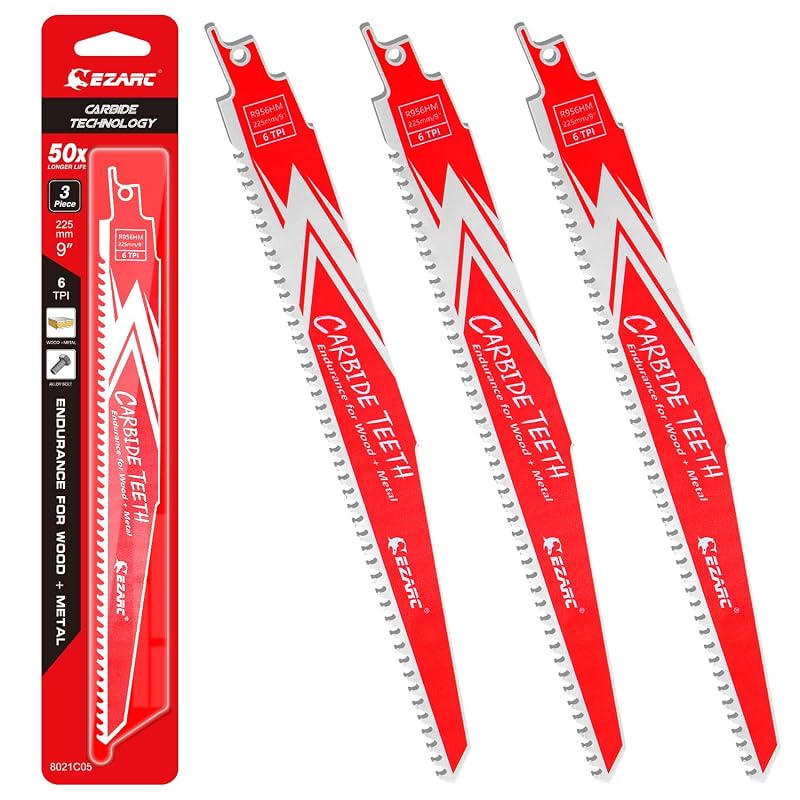 EZARC 9-Inch Carbide Reciprocating Saw Blade for Hard Wood and Metal D