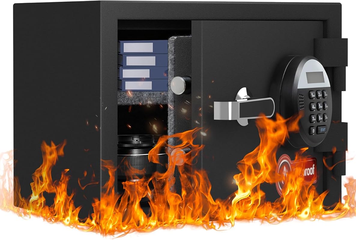 1.2 Cubic Feet Fireproof Safe Box with Digital Keypad, Alarm, and Remo