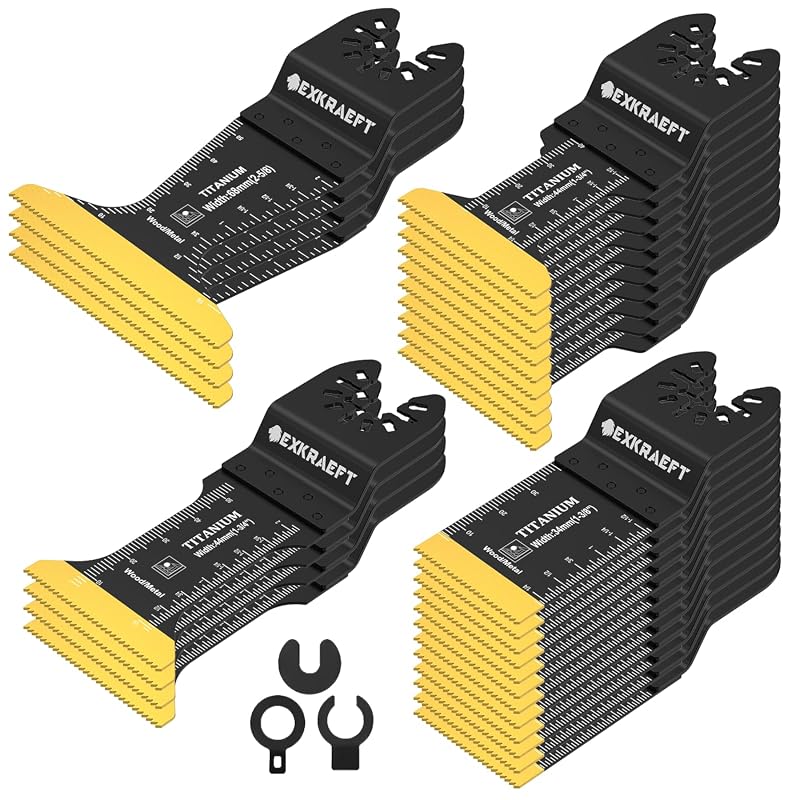 EXKRAEFT 30-Piece Titanium Oscillating Multitool Blades for Heavy Duty