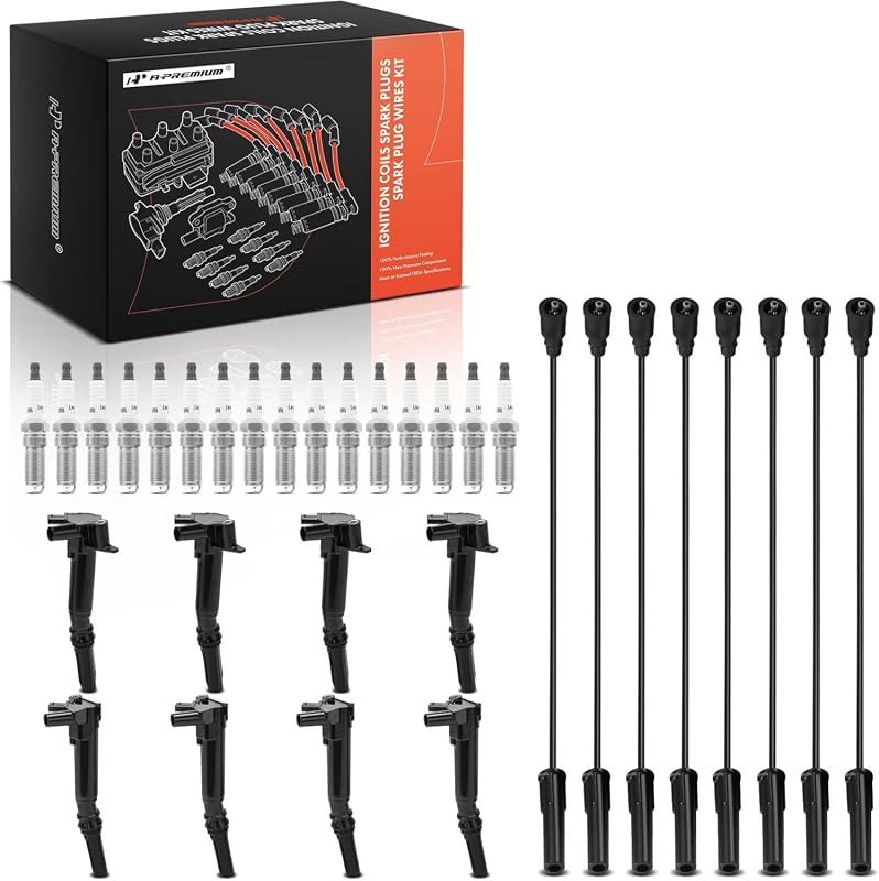 A-Premium 8 Ignition Coils, Wires, and 16 Iridium Spark Plugs for Ford
