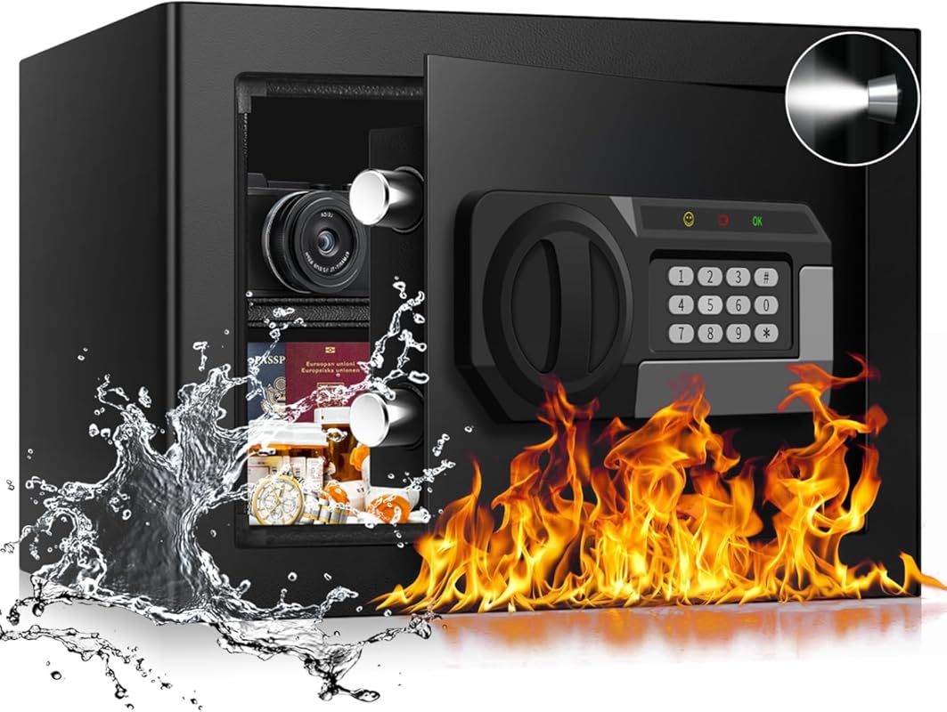 1.2 Cubic Feet Fireproof Home Safe Box with Digital Keypad, Spare Keys