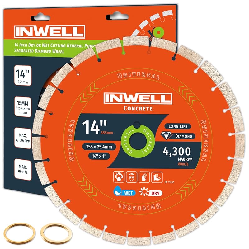 14-Inch Diamond Segmented Saw Blade for General Purpose Wet or Dry Cut
