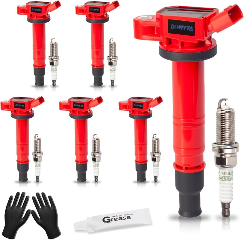6-Piece Upgraded Ignition Coil Pack and Spark Plug Set for Toyota 4.0L